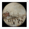 Frozen River with Skaters by Hendrick Avercamp