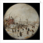 Frozen River with Skaters by Hendrick Avercamp