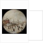 Frozen River with Skaters by Hendrick Avercamp