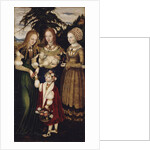 Altarpiece with the Martyrdom of Saint Catharine, left wing: The Saints Dorothea, Agnes and Cunigund by Lucas Cranach the Elder