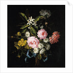 Bouquet of Chamomile, Roses, Orange Blossom and Carnations Tied with a Blue Ribbon by Jean-Baptiste Monnoyer
