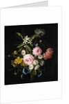 Bouquet of Chamomile, Roses, Orange Blossom and Carnations Tied with a Blue Ribbon by Jean-Baptiste Monnoyer