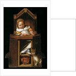 Sleeping baby in highchair by Johannes Cornelisz. Verspronck