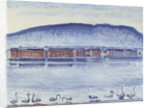 Lake Geneva with Mont Salève and Swans by Ferdinand Hodler