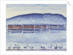 Lake Geneva with Mont Salève and Swans by Ferdinand Hodler