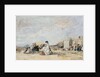 Lady in white on the beach at Trouville by Eugène-Louis Boudin