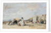 Lady in white on the beach at Trouville by Eugène-Louis Boudin