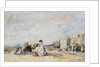 Lady in white on the beach at Trouville by Eugène-Louis Boudin
