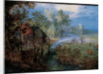 Village with peasants and animals by Jan Brueghel the Elder
