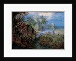 Village with peasants and animals by Jan Brueghel the Elder