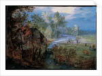 Village with peasants and animals by Jan Brueghel the Elder