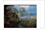 Village with peasants and animals by Jan Brueghel the Elder