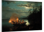 Night spear fishing on the Krøderen Lake by Hans Gude