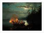 Night spear fishing on the Krøderen Lake by Hans Gude