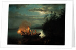 Night spear fishing on the Krøderen Lake by Hans Gude