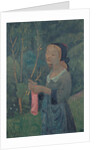 Girl with a Pink Stocking by Paul Sérusier