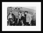 Alexander Belyakov, Georgiy Baidukov and Valery Chkalov by their plane on June 20, 1937 by Anonymous