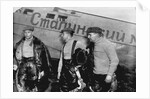 Alexander Belyakov, Georgiy Baidukov and Valery Chkalov by their plane on June 20, 1937 by Anonymous
