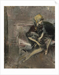 Lady In A Yellow Hat With Her Dog (Marchesa Casati) by Giovanni Boldini