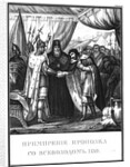 The reconciliation of Yaropolk Vladimirovich and Vsevolod II Olgovich. 1139 (From Illustrated Karam by Boris Artemyevich Chorikov