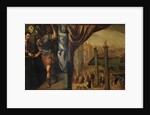 Saint Mark assists three Magistrates in recruiting the militia for the fleet, ca 1586 by Giulio Angolo Del Moro