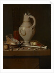 Still life with smoking utensils and beer mug, 1664 by Edwaert Collier