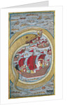 Sea serpent swallows the royal fleet, 1670 by Indian Art
