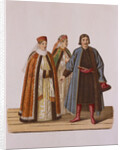 Clothing of the unmarried Boyars daughters at the Time of Peter I by Fyodor Grigoryevich Solntsev