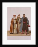 Clothing of the unmarried Boyars daughters at the Time of Peter I by Fyodor Grigoryevich Solntsev