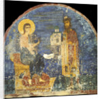 Grand Prince Yaroslav II Vsevolodovich with model of the Nereditsa Church before Christ, 12th centur by Ancient Russian frescos