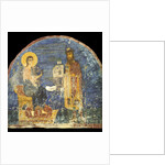 Grand Prince Yaroslav II Vsevolodovich with model of the Nereditsa Church before Christ, 12th centur by Ancient Russian frescos