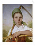 Peasant woman with a scythe and rake, before 1825 by Alexei Gavrilovich Venetsianov