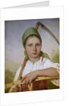 Peasant woman with a scythe and rake, before 1825 by Alexei Gavrilovich Venetsianov
