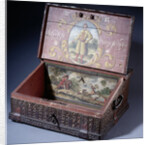 Wooden cash (or writing) box with poptrait of Peter the Greats son, ca. 1695 by Anonymous master