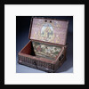 Wooden cash (or writing) box with poptrait of Peter the Greats son, ca. 1695 by Anonymous master