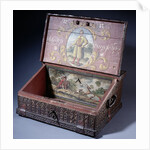Wooden cash (or writing) box with poptrait of Peter the Greats son, ca. 1695 by Anonymous master