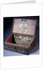 Wooden cash (or writing) box with poptrait of Peter the Greats son, ca. 1695 by Anonymous master