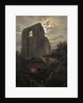 Ruins of the Eldena Monastery with cottage near Greifswald in Moonlight, 1820 by Carl Gustav Carus