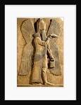 Winged genie. Detail of a relief from the palace of Assyrian king Sargon II, 722-705 BC by Assyrian Art