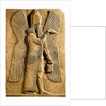 Winged genie. Detail of a relief from the palace of Assyrian king Sargon II, 722-705 BC by Assyrian Art