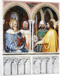 Saint George disputing with Diocletian. Fresco Oratorio di San Giorgio, Padua, ca 1380 by Altichiero
