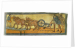 Peasants ploughing (Miniature from the Cotton MS Tiberius), 11th century by Anonymous