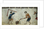 Two men threshing sheaf by Anonymous