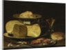 Still Life with Cheeses, Glas à la façon de Venise and crayfish on a pewter plate by Clara Peeters