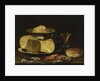 Still Life with Cheeses, Glas à la façon de Venise and crayfish on a pewter plate by Clara Peeters