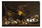 Still life with oysters, garlic and eggs, 1772 by Luis Egidio Meléndez