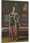 A noble lady of Constantinople wearing Hammam shoes by Jean-Baptiste Vanmour