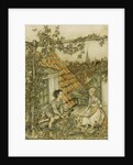 Kay and Gerda in their garden high up on the roof. Illustration for the tale of The Snow Queen, 18 by Arthur Rackham
