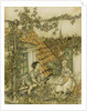 Kay and Gerda in their garden high up on the roof. Illustration for the tale of The Snow Queen, 18 by Arthur Rackham