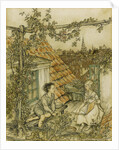 Kay and Gerda in their garden high up on the roof. Illustration for the tale of The Snow Queen, 18 by Arthur Rackham